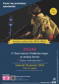 ZigZag - Cie Etant Donné/Frédérike Unger et Jérôme Ferron. Le samedi 30 janvier 2016 à Pessac. Gironde.  11H00